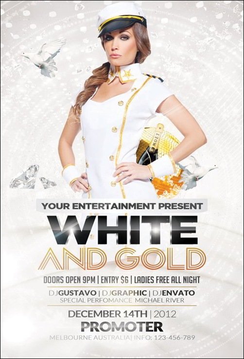 White-and-Gold-Party flyer templates