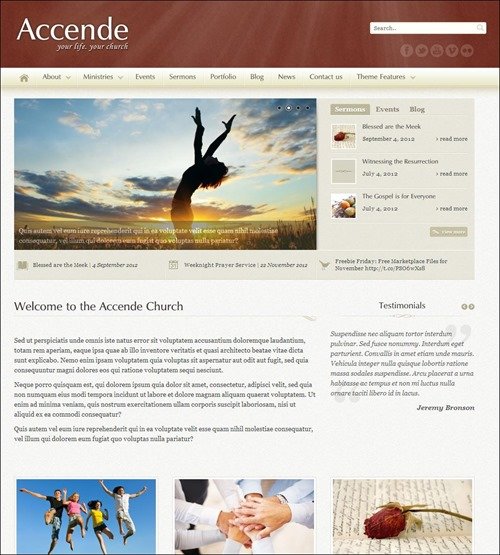 accende wordpress church themes