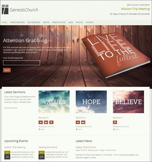 genesis church website templates