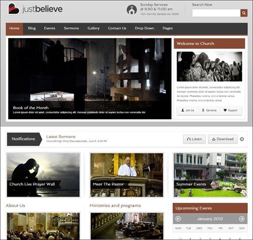 just church website templates