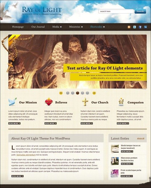 ray of light Church Website Templates