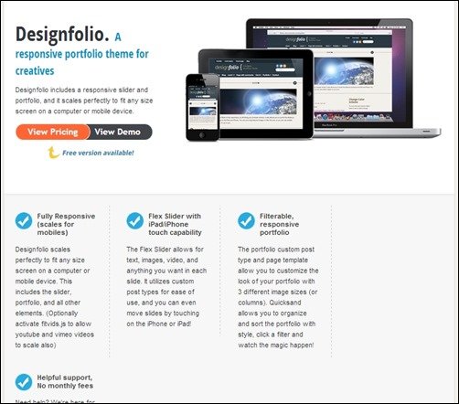 Designfolio responsive WordPress themes