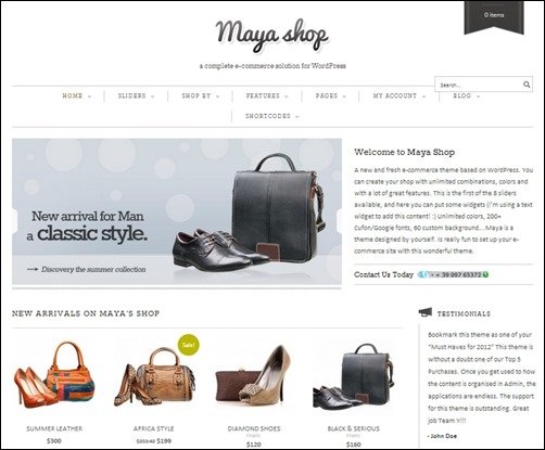 MayaShop responsive WordPress theme