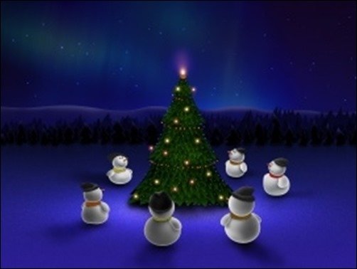 Snowman-Arund-Christmas-Tree
