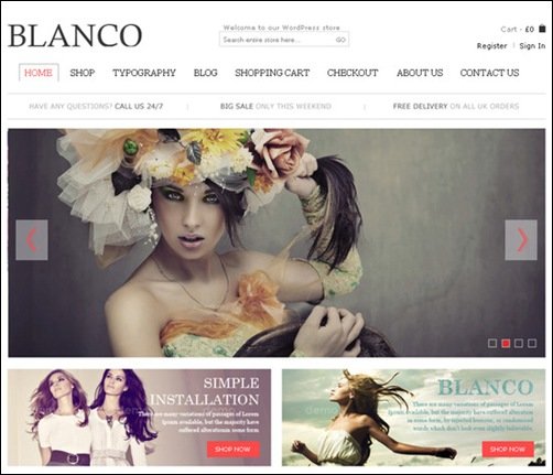 blanco WordPress ecommerce themes