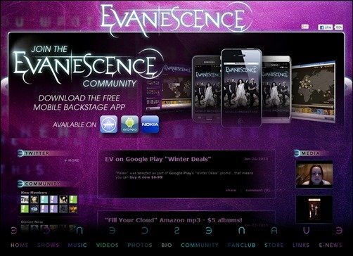 Evanescence-band-websites