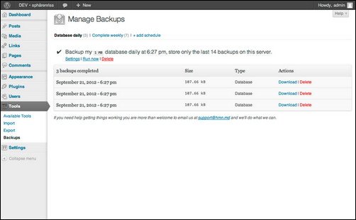 backup wordpress