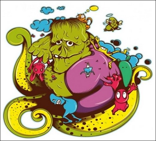 Green-Monster-Graffiti-Vector-Material-cute-monster Green-Monster-Graffiti-Vector-Material-cute-monster