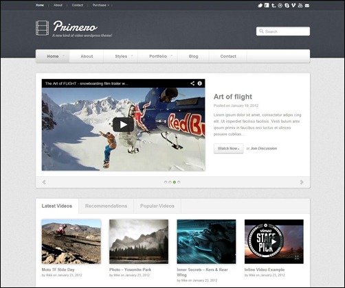 Primero wordpress video themes