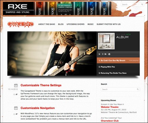 garage band wordpress music theme