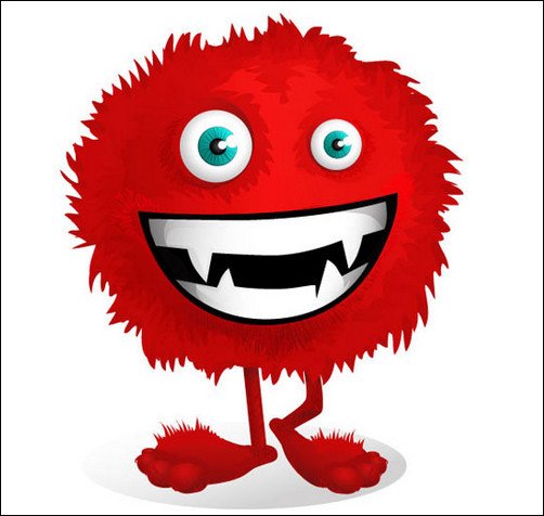 red fluffy monster vector character
