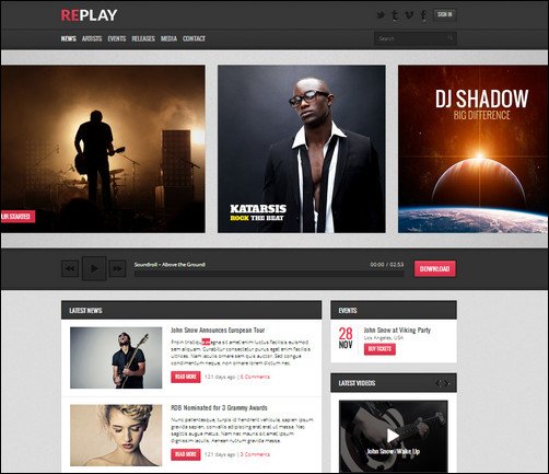 replay wordpress music theme
