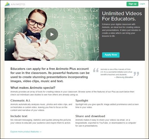 Animoto-best-school-website-design