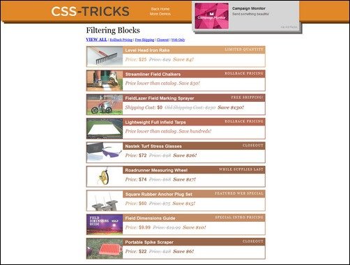 Filtering Blocks jquery filter