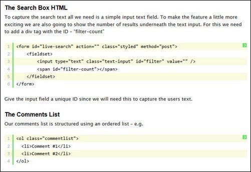 Live Text Search Function Using jQuery