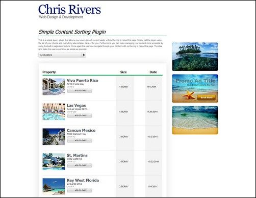 Simple Content Sorting jquery filter