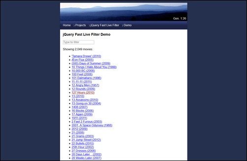 jQuery Fast Live Filter