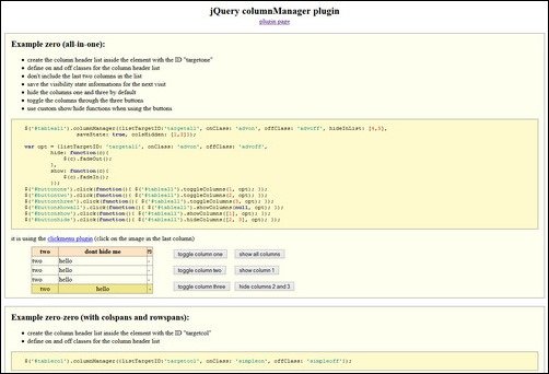 jQuery columnManager plugin