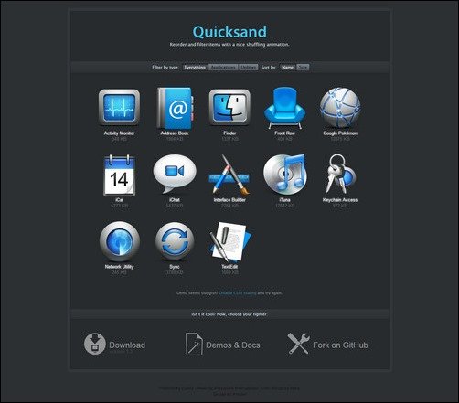 quicksand jquery filter