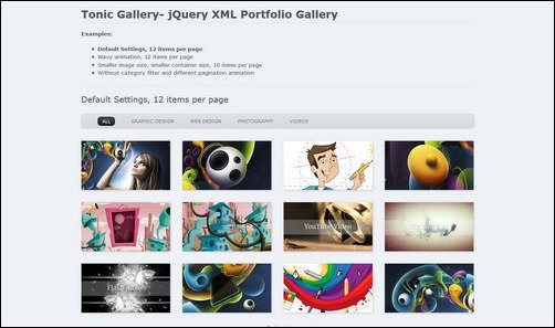 tonic galley jquery filter