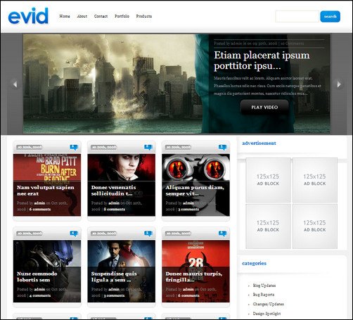 evid wordpreess video theme