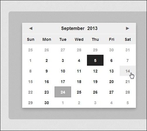 gldat jQuery date picker