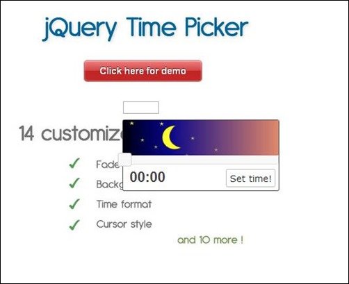 time pick jQuery date picker