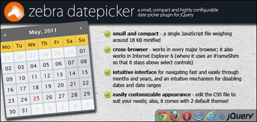 zebra jQuery date picker