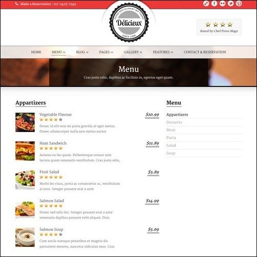 Delicieux restaurant menu templates