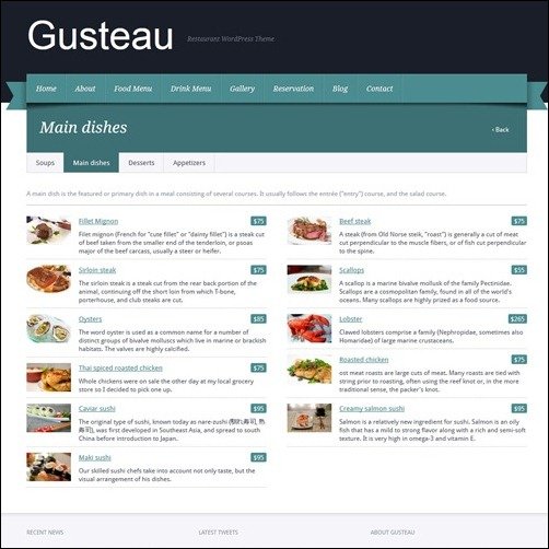 Gusteau restaurant menu templates