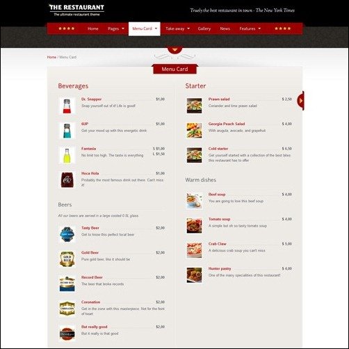 The Restaurant restaurant menu templates