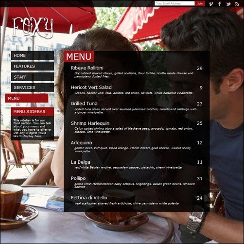 Foxy restaurant menu templates