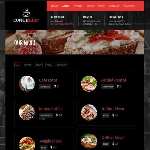 coffee Restaurant Menu Templates