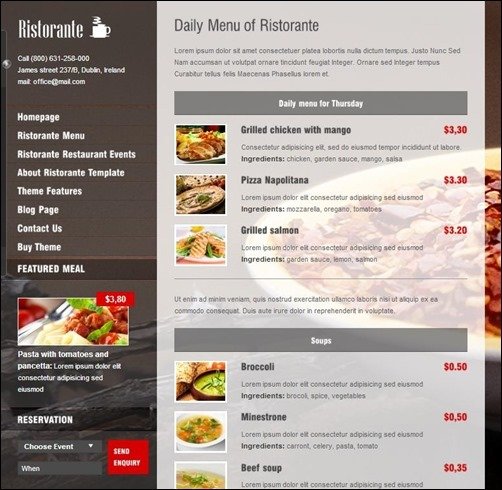 ristorante Restaurant Menu Templates