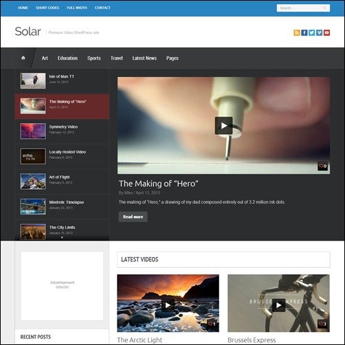 Solar - Video WordPress Theme