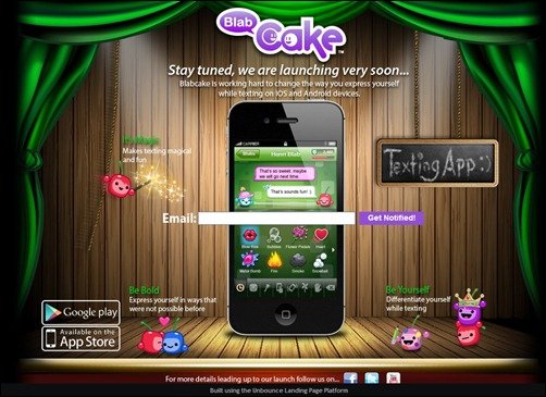 Blab Cake landing page