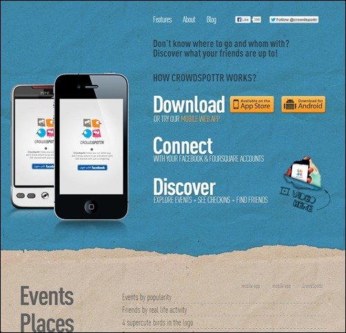 CrowdSpottr landing page designs