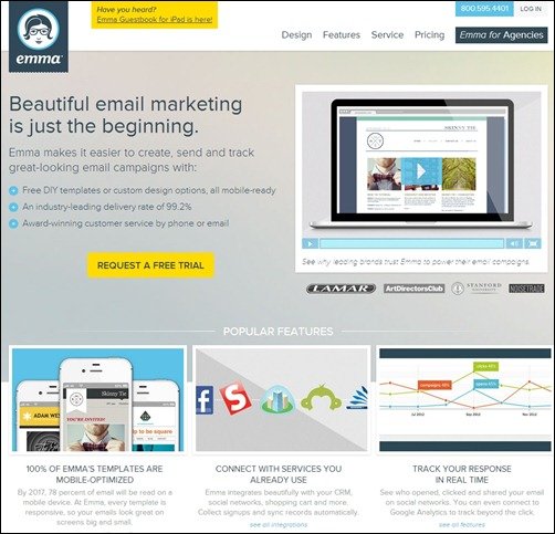 Emma landing page designs