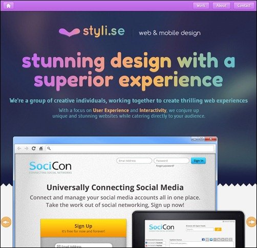Styli.se landing page designs