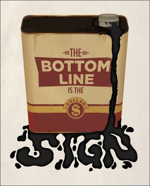 The Bottom Line is The Dollar Sign vintage poster